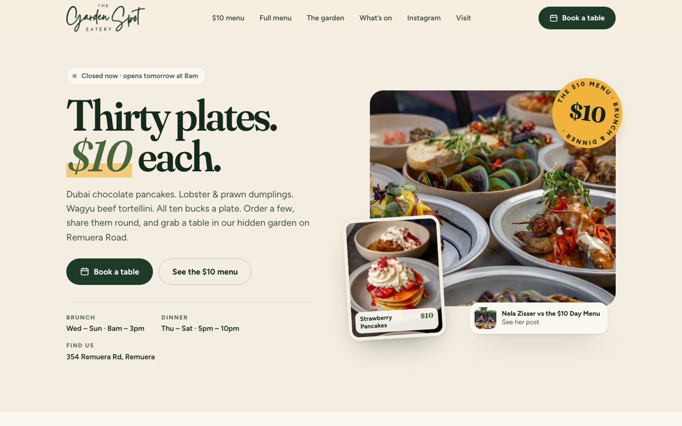 The Garden Spot’s new homepage on a computer
